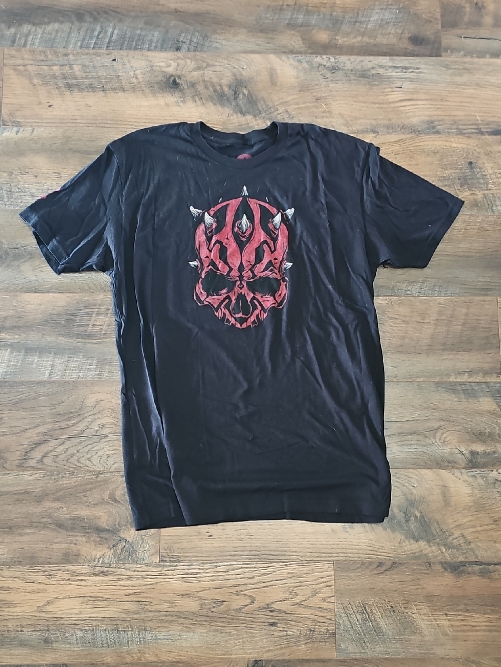 Zero Foxtrot Darth Maul Black Men’s Graphic Skull T-Shirt with Red Print